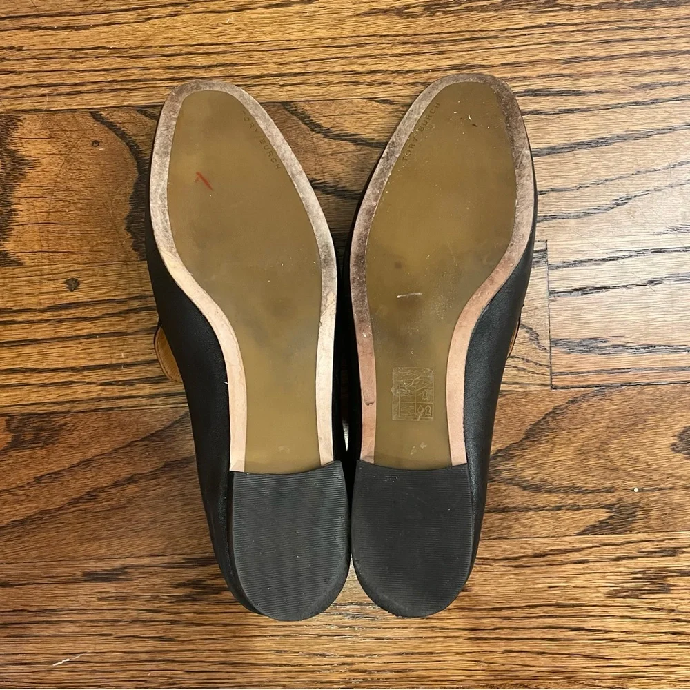 Tory Burch Black Leather Elastic-Back Loafers
